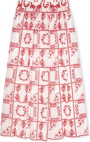 Rails Dax Floral Embroidered Cotton Maxi Skirt