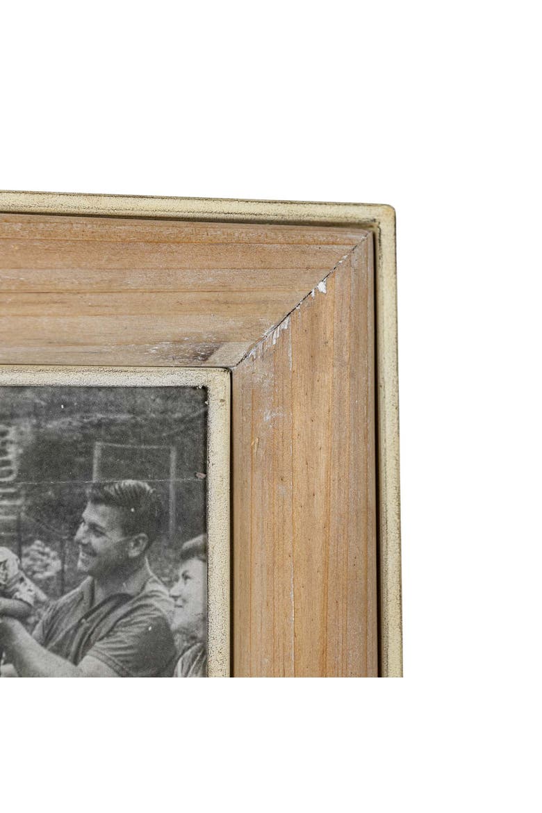 4x6 Inch Antique Edged Picture Frame Metal Wood MDF & Glass, Alternate, color, Brown