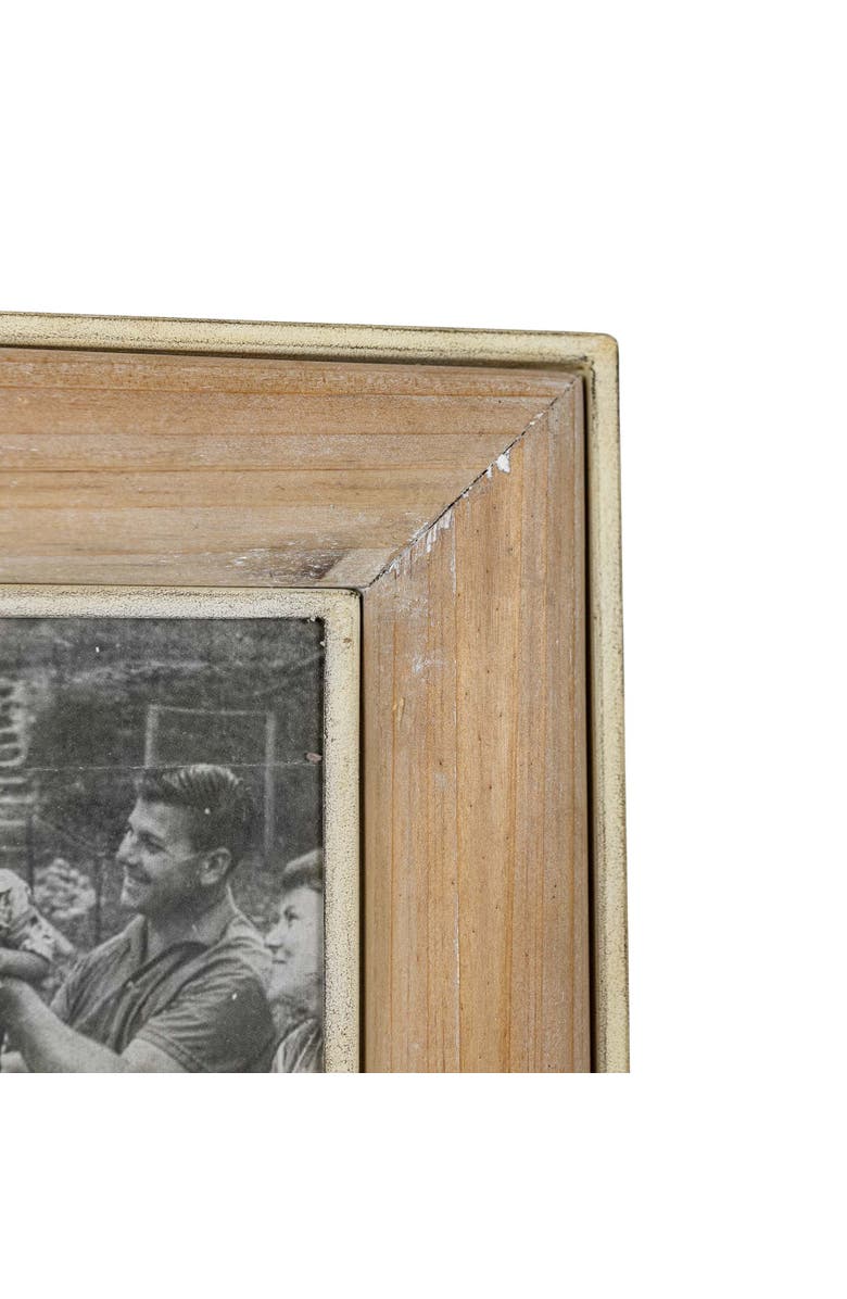 Foreside Home and Garden 4x6 Inch Antique Edged Picture Frame Metal Wood MDF & Glass, Alternate, color, Brown