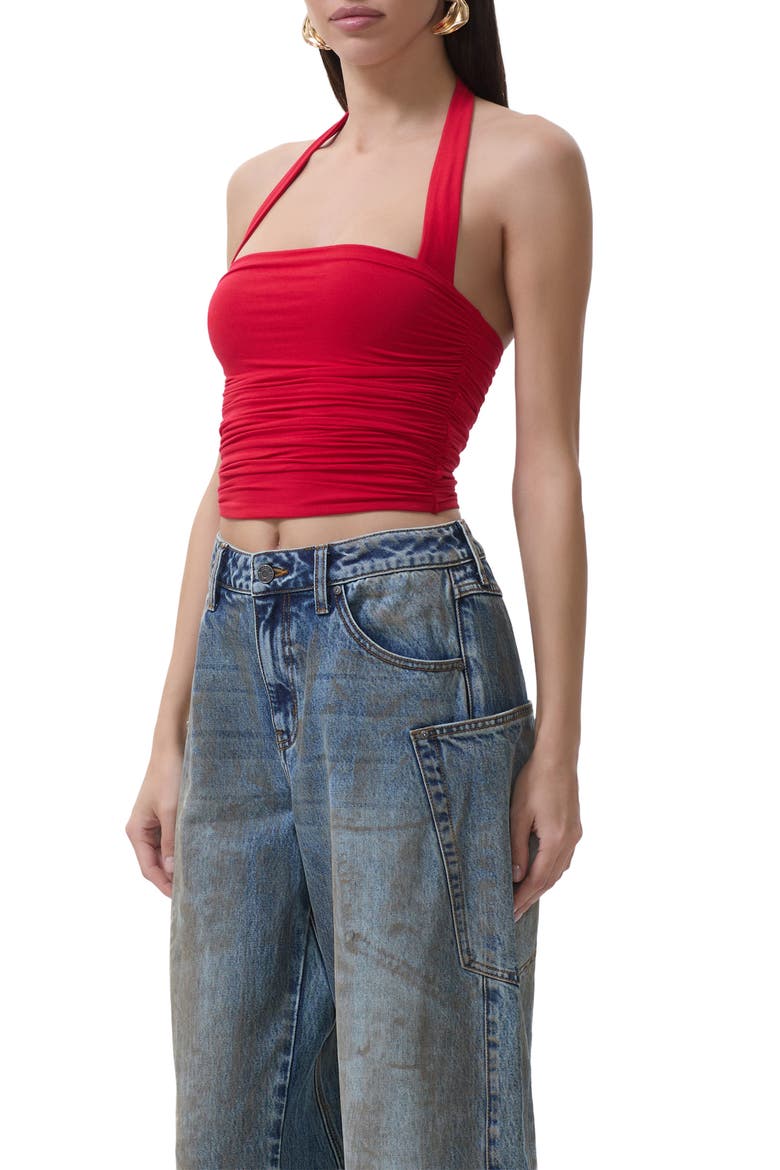 Aryana Knit Halter Top, Alternate, color, KISS RED
