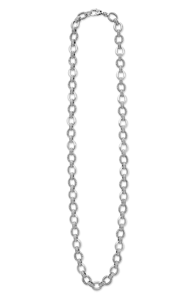 LAGOS Signature Caviar Sterling Silver Fluted Oval Link Necklace, Alternate, color, 