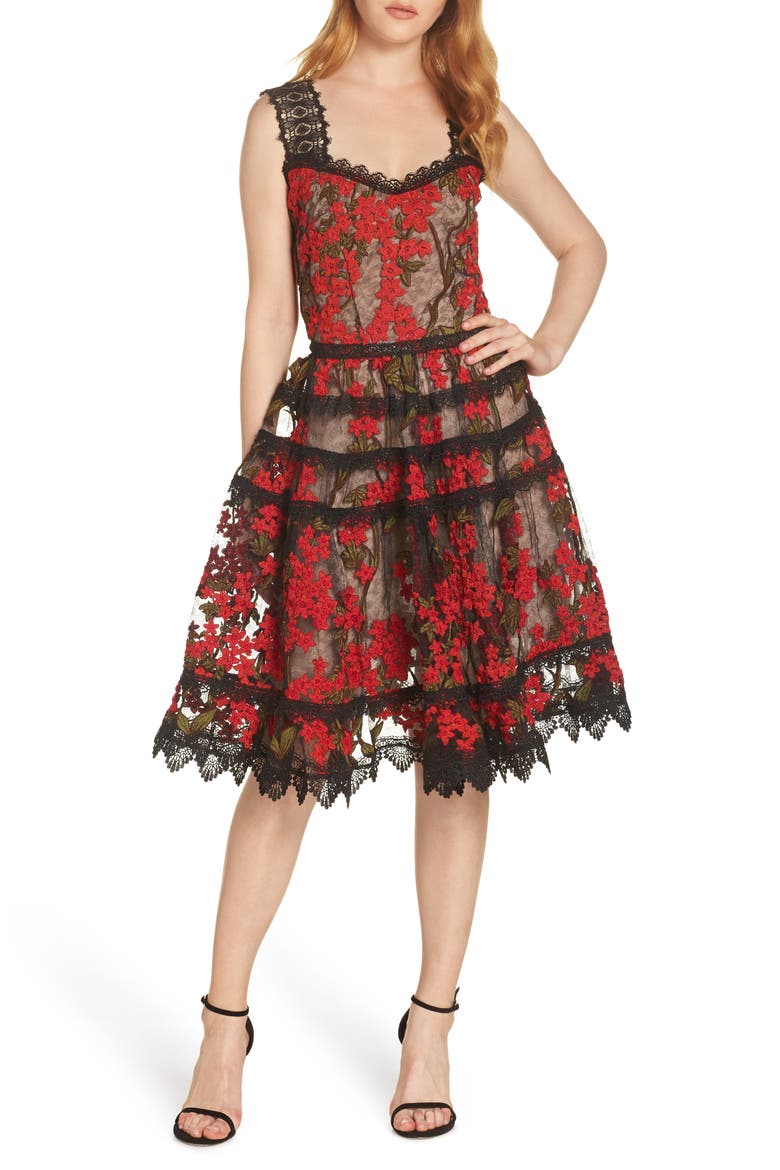 BRONX AND BANCO Elsa Sleeveless Lace Fit & Flare Dress, Main, color, MULTI COLOR
