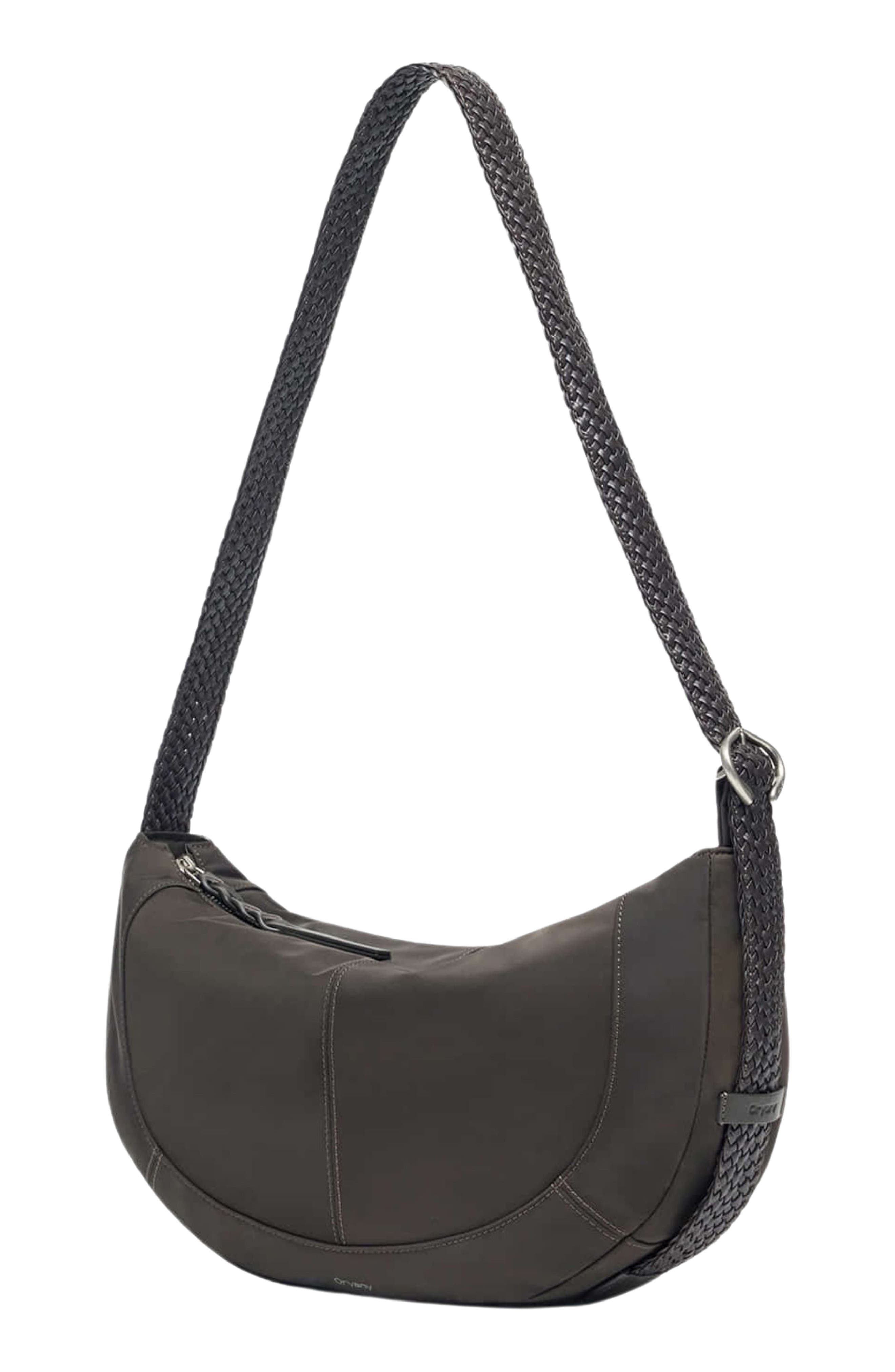 Braid Faux Leather Crossbody Bag, Alternate, color, SMOKY BROWN