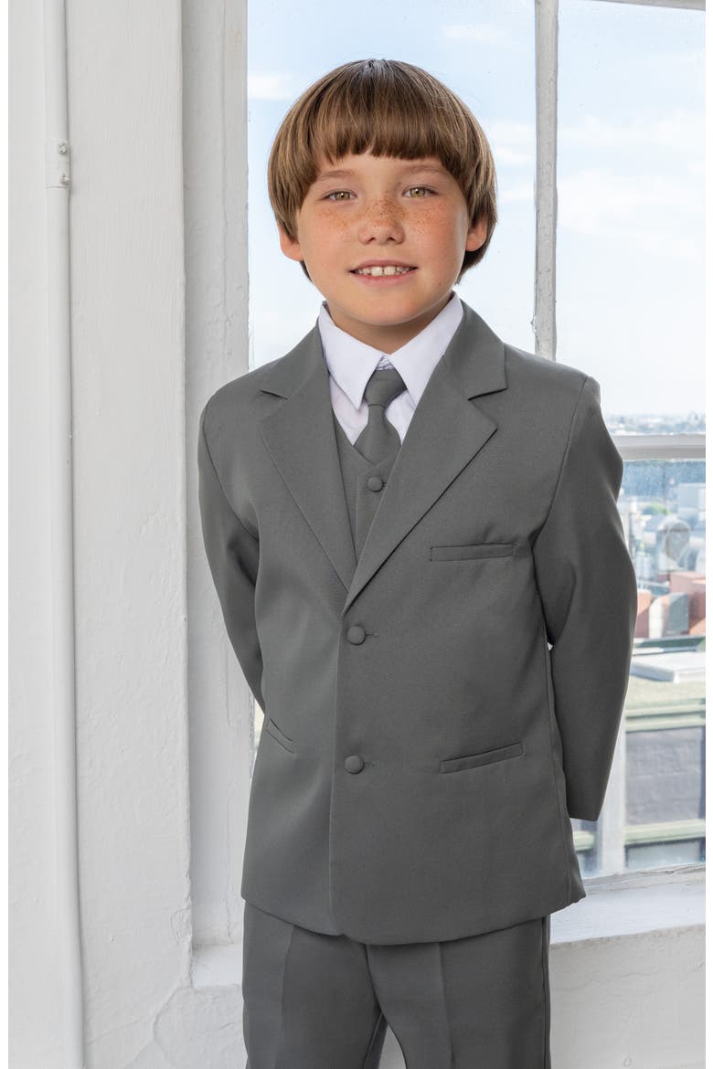 Kids' Leo 5-Piece Suit Set, Alternate, color, CHARCOAL