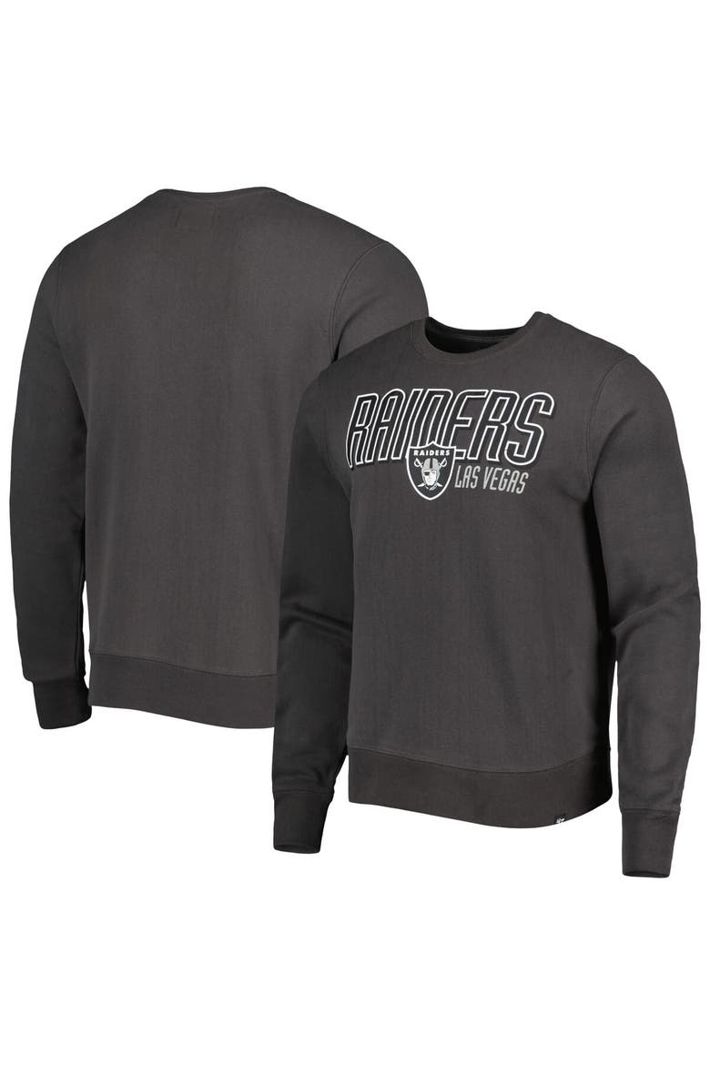 Men's '47 Charcoal Las Vegas Raiders Locked In Headline Pullover Sweatshirt, Main, color, Charcoal