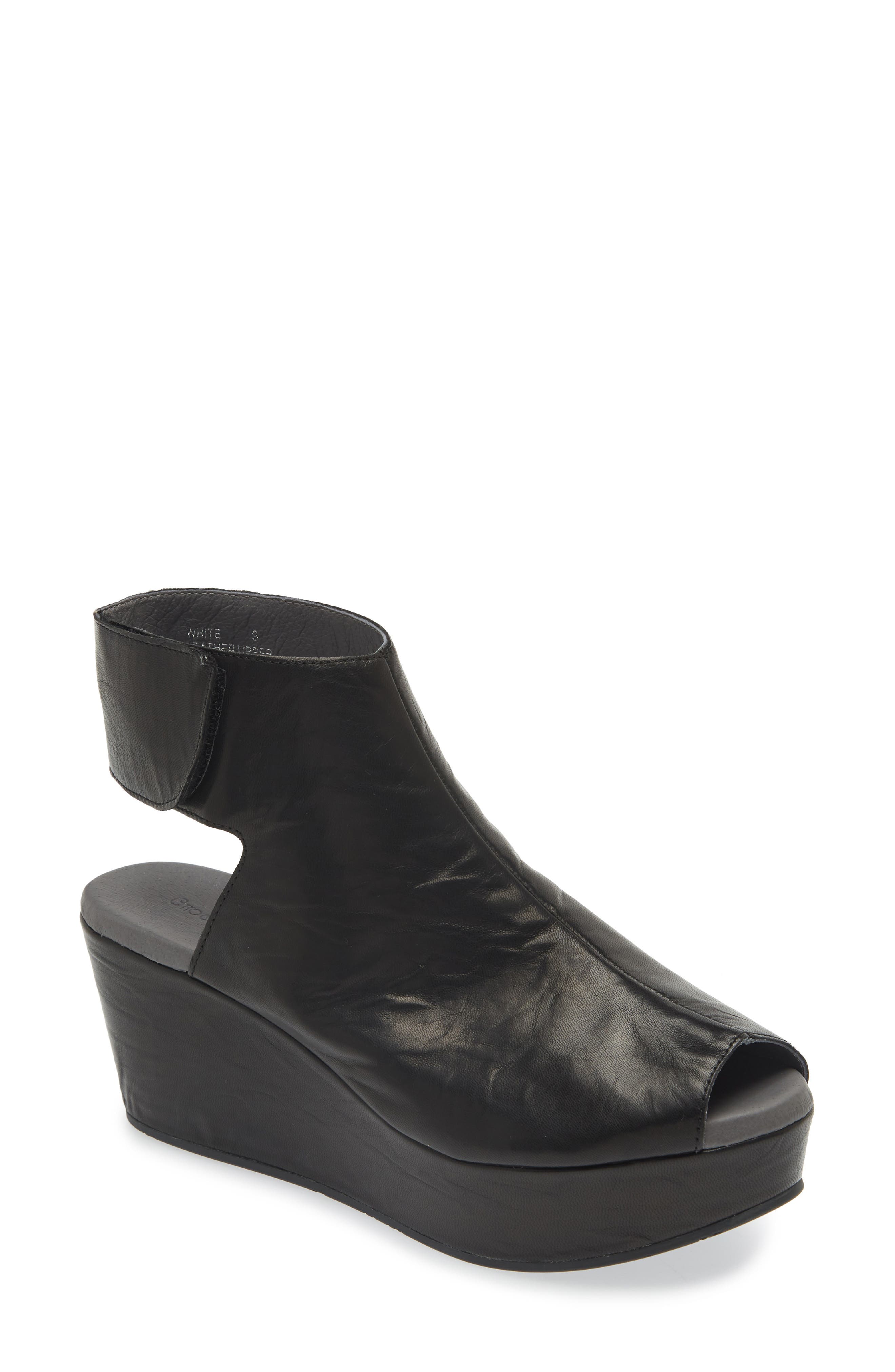 Chocolat Blu Cutout Wedge Sandal, Main, color, Black Leather