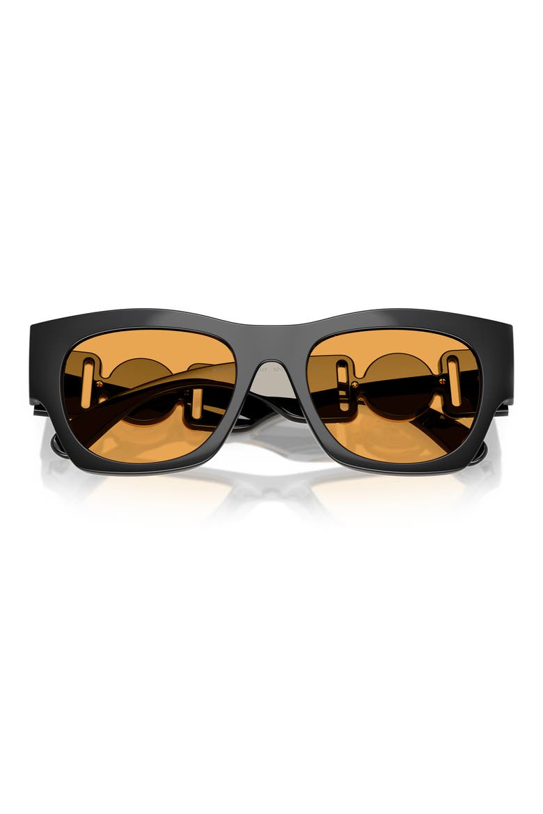 52mm Pillow Sunglasses, Alternate, color, BLACK / ORANGE