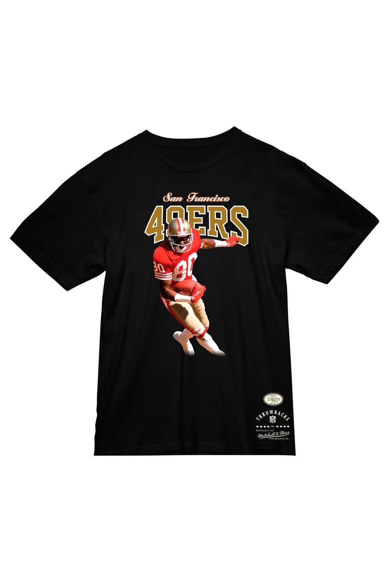 Men's Mitchell & Ness Jerry Rice Black San Francisco 49ers Sideline Retired Player T-Shirt, Alternate, color, Black