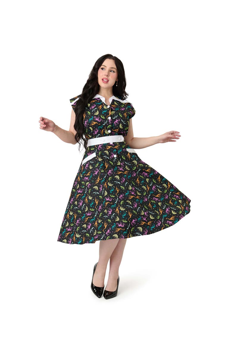 Unique Vintage Plus Size 1950s Hedda Swing Dress, Main, color, Black