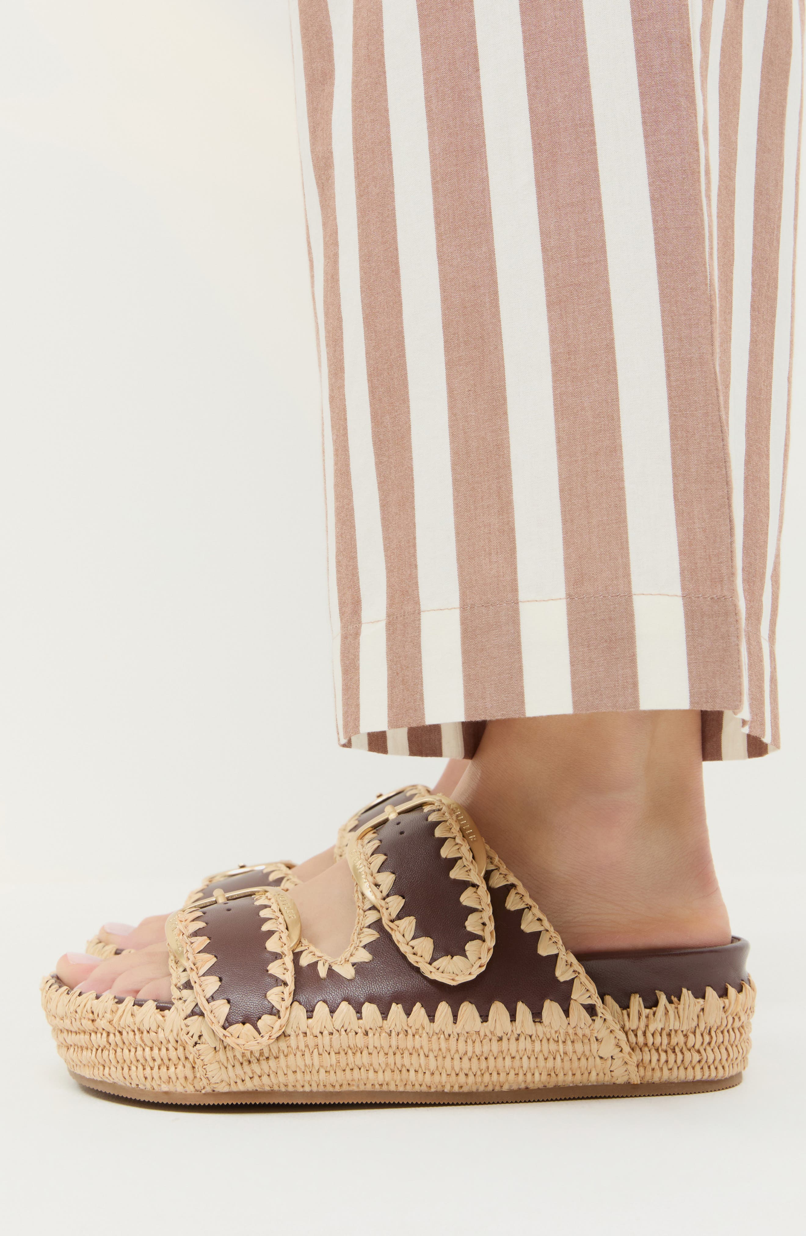 Loeffler Randall Nico Slide Sandal, Alternate, color, Chocolate/Natural