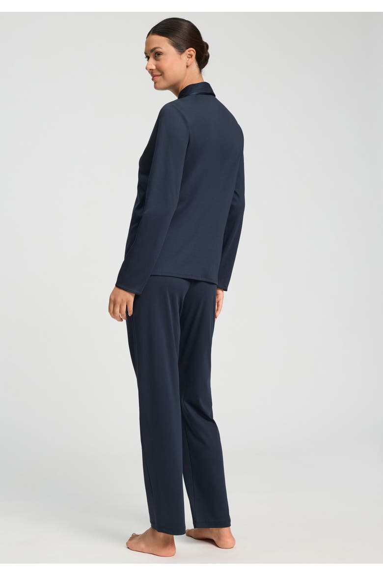 Cotton Silk Button Front Cotton Pajama Set, Alternate, color, Deep Navy