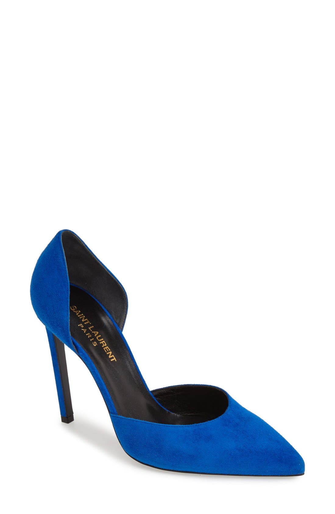 d'Orsay Pointy Toe Pump, Main, color, BLUE SUEDE