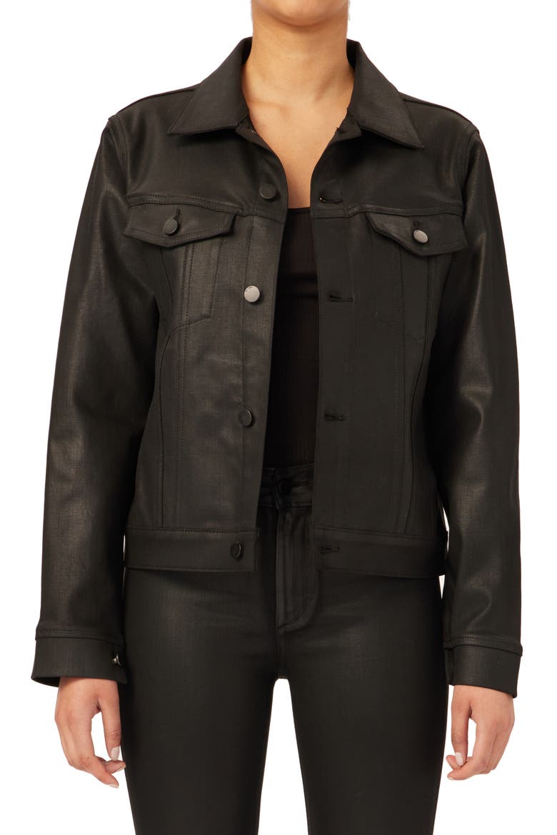 Vika Coated Denim Jacket, Main, color, BLACK COATED ULTIMATE COATED