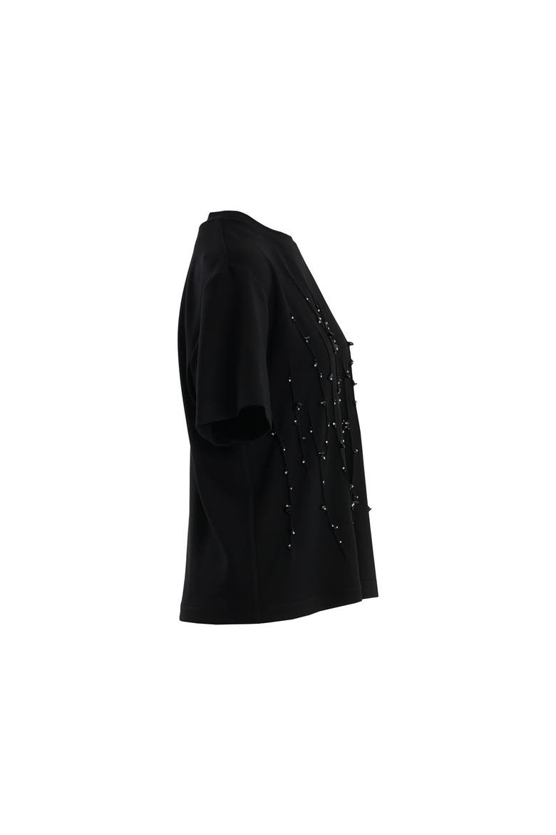 Black Embroidered Detail T-Shirt, Alternate, color, Black