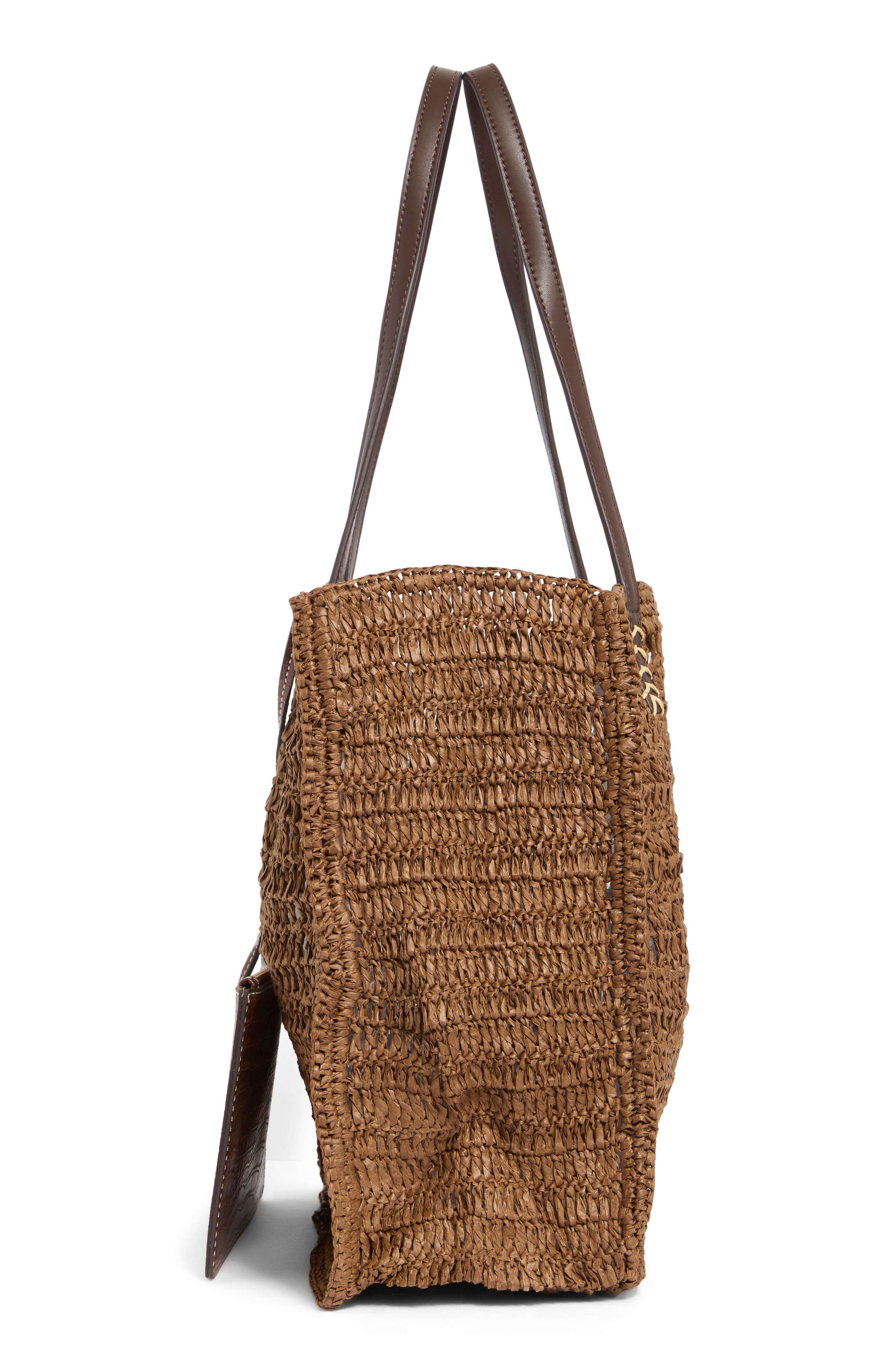 Sam Edelman Lizzie Raffia Tote, Alternate, color, Dark Brown