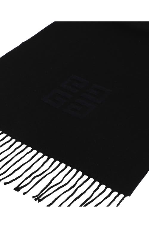 Givenchy 4g Fringe Wool Scarf In Navy Black