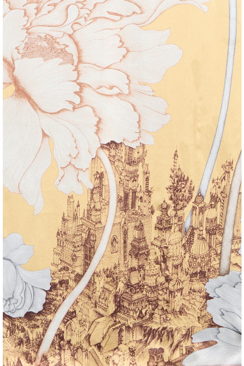 Floral Print Silk Scarf, Alternate, color, YELLOW