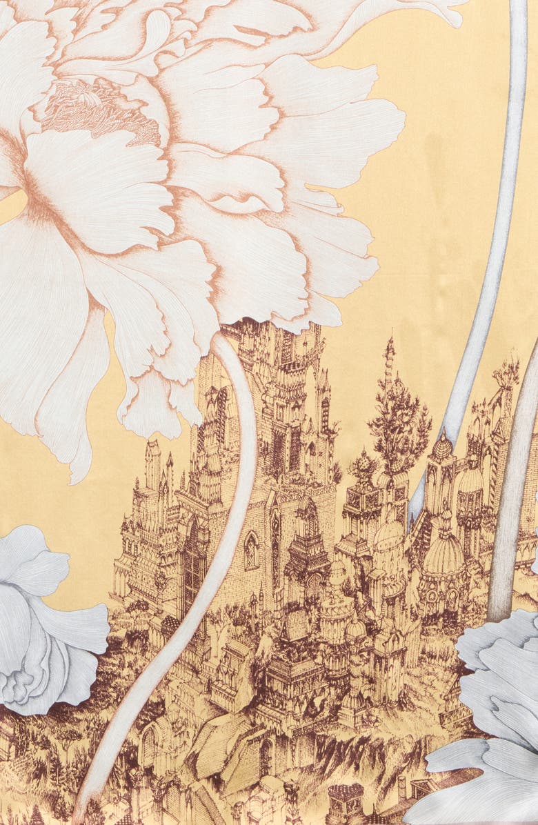 La Fiorentina Floral Print Silk Scarf, Alternate, color, Yellow