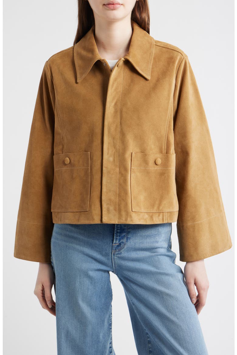 The Mini Suede Swing Jacket, Alternate, color, LIGHT CAMEL