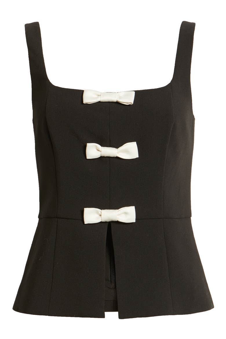 Azra Bow Sleeveless Peplum Top, Alternate, color, BLACK-PORCELAIN CREAM