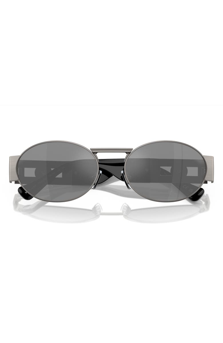 Versace 56mm Oval Sunglasses, Alternate, color, Matte Gunmetal / Grey Mirror Silver