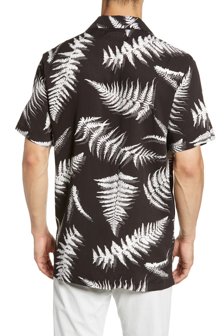 Fern Leaves Vacation Shirt, Alternate, color, BLACK