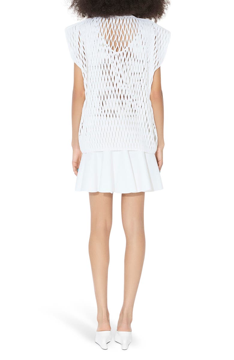Alaïa Macramé Cap Sleeve Drop Waist Dress, Alternate, color, Blanc