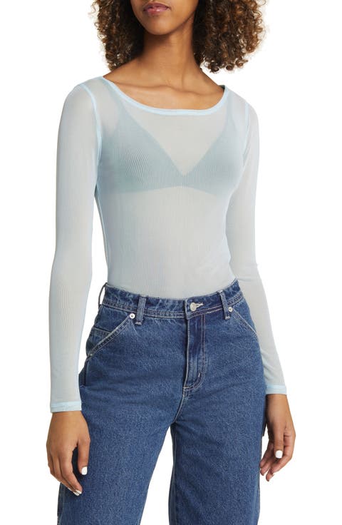Boat Neck Mesh Top