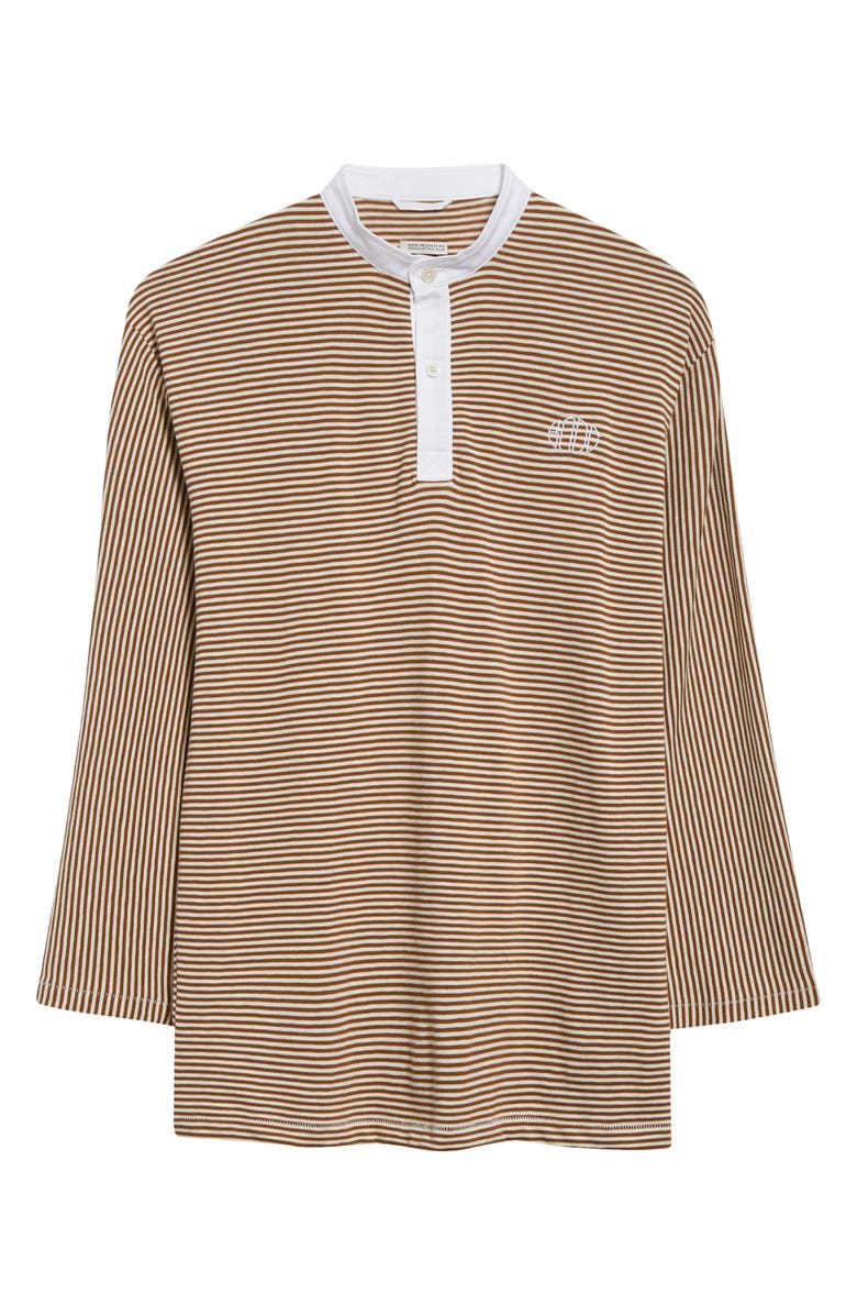Bode Newton Stripe Top, Alternate, color, Brown Cream