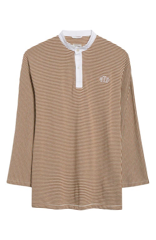 Bode Newton Stripe Top In Brown Cream