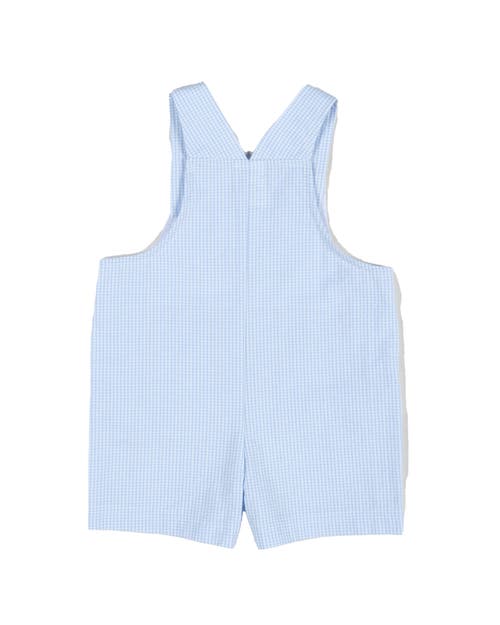 Florence Eiseman Check Seersucker Shortall With Soccer Goal In Blue