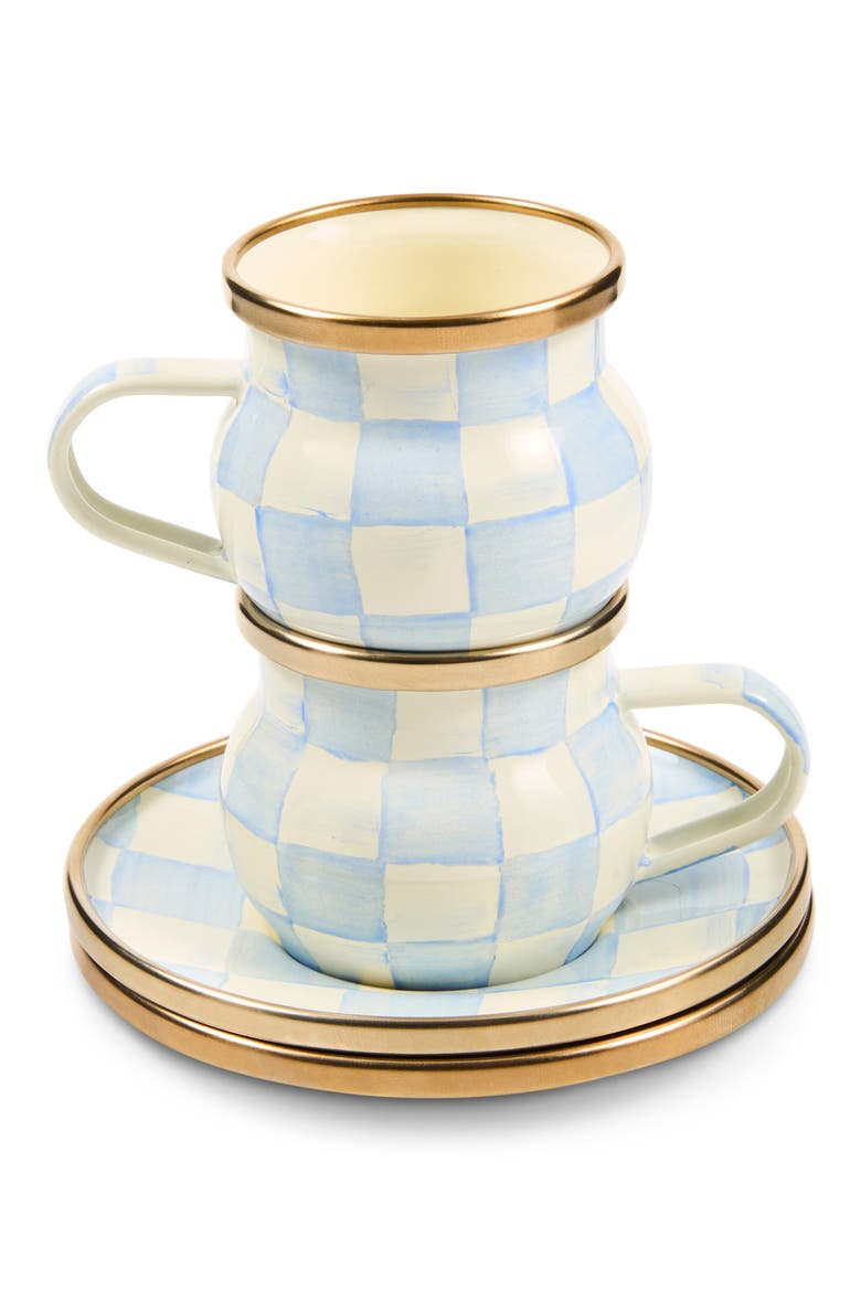 Sky Check Espresso Cup & Saucer Set, Alternate, color, BLUE