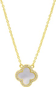 Adornia Crystal Halo Clover Pendant Necklace