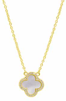 Crystal Halo Clover Pendant Necklace