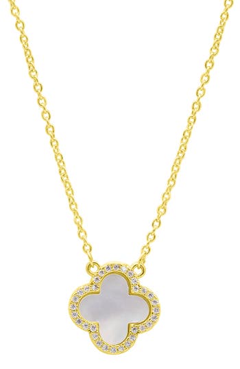 Adornia Crystal Halo Clover Pendant Necklace In Gold