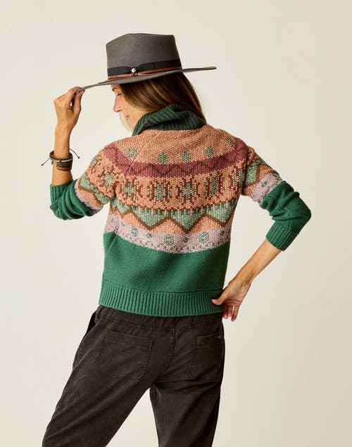Carve Designs Neve Fairisle Turtleneck In Green