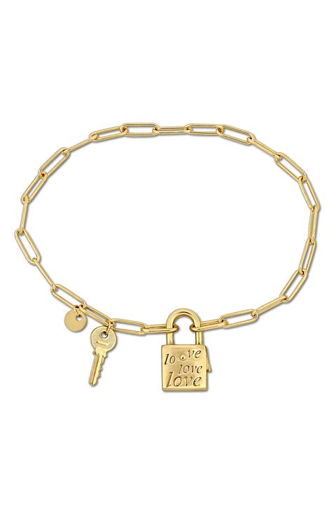 Lock & Key Love Paperclip Link Bracelet