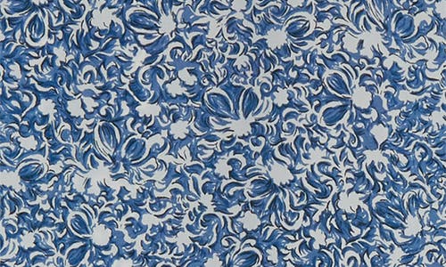 Weekend Max Mara Guidy Floral Short Sleeve Silk Dress In Cornflower Blue