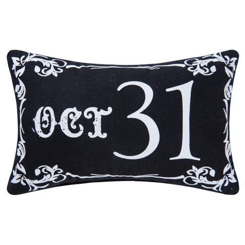 Gothic Script "Oct 31" Halloween Small Petite Accent Pillow 8" x 12"