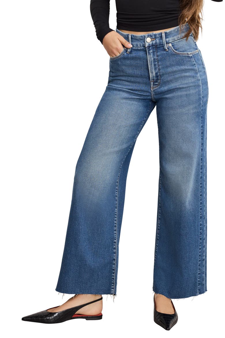 Good Skate Raw Hem Ankle Wide Leg Jeans, Main, color, INDIGO1005