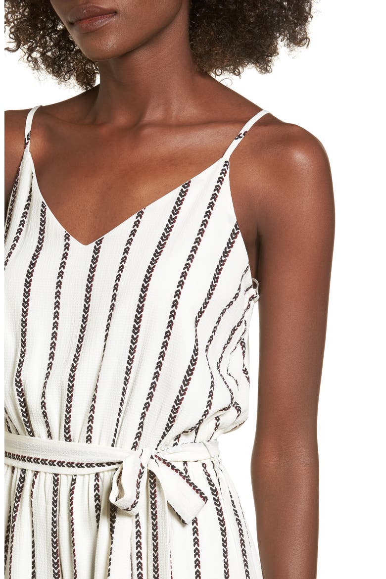Tie Waist Jumpsuit, Alternate, color, IVORY/ BLACK