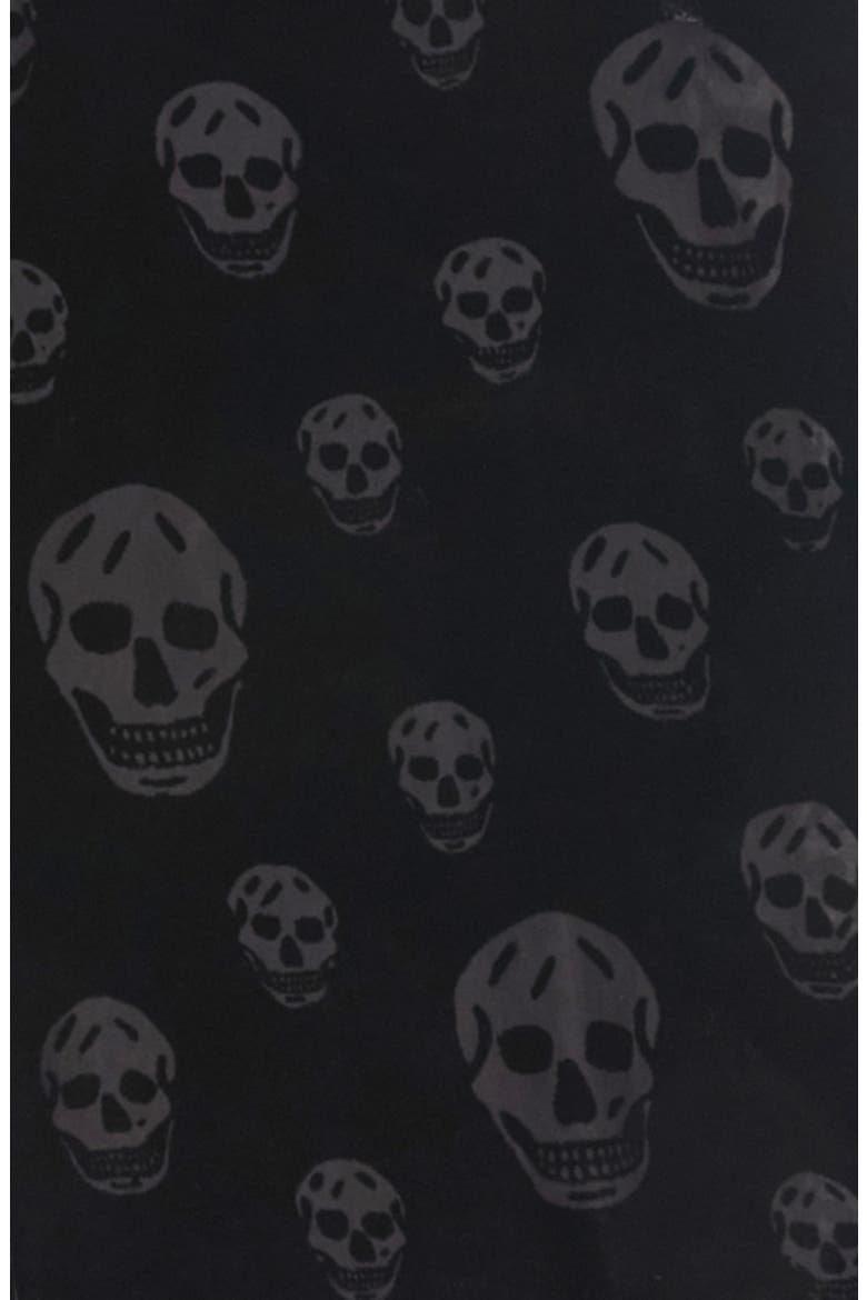 Skull Jacquard Wool & Silk Fringe Scarf, Alternate, color, BLACK/ MEDIUM GREY