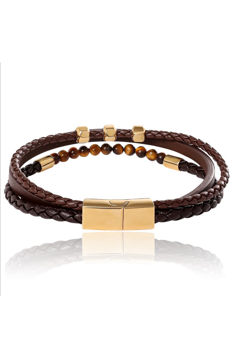 Lucky Brand Stainless Steel (316L) Triple Row Cord Bracelet, Alternate, color, 