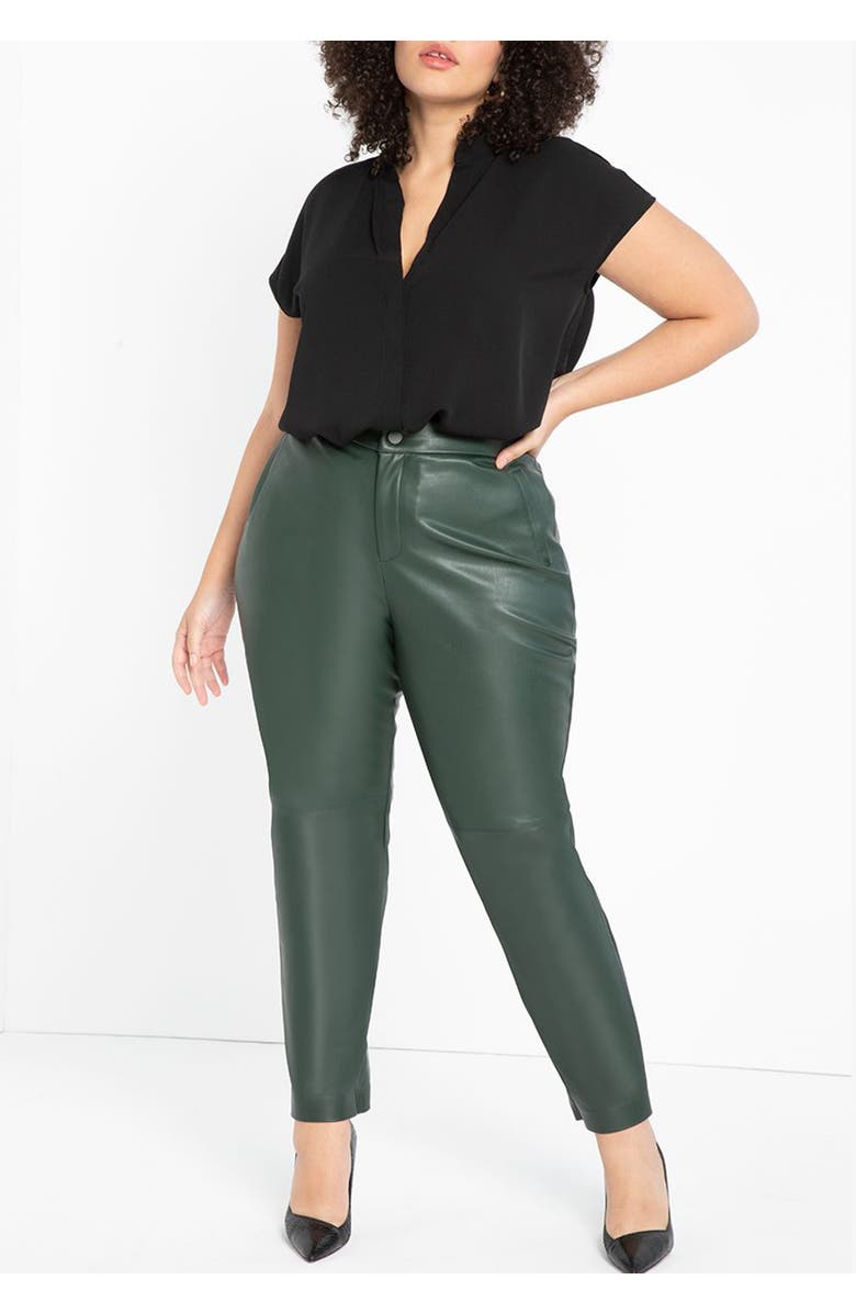 ELOQUII Notch Collar Blouse, Alternate, color, Black