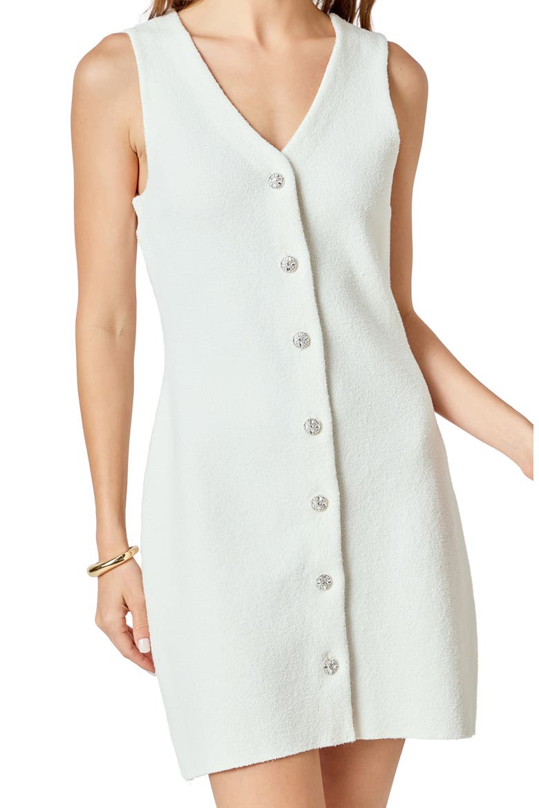 Sleeveless V-Neck Knit Dress, Alternate, color, IVORY