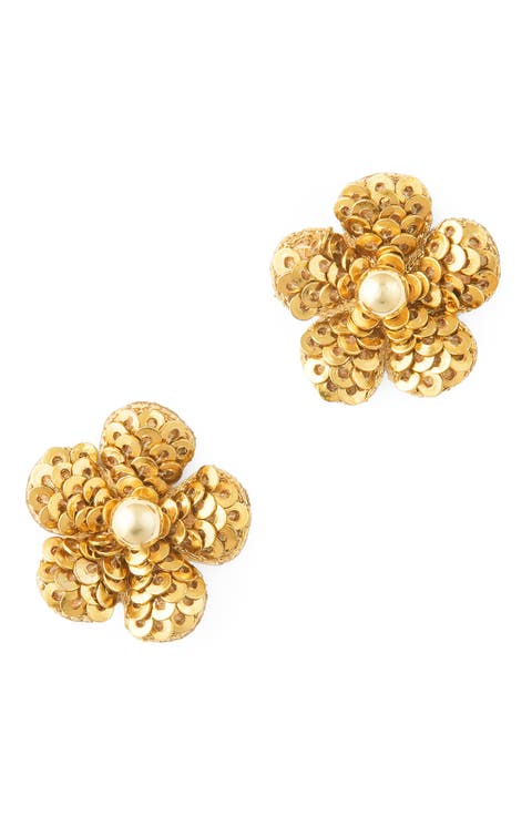 Kioko Sequin Flower Statement Earrings