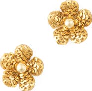 Deepa Gurnani Kioko Sequin Flower Statement Earrings