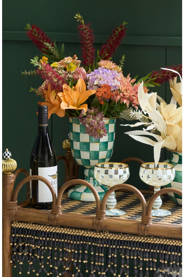 Emerald Check Pedestal Vase, Alternate, color, EMERALD