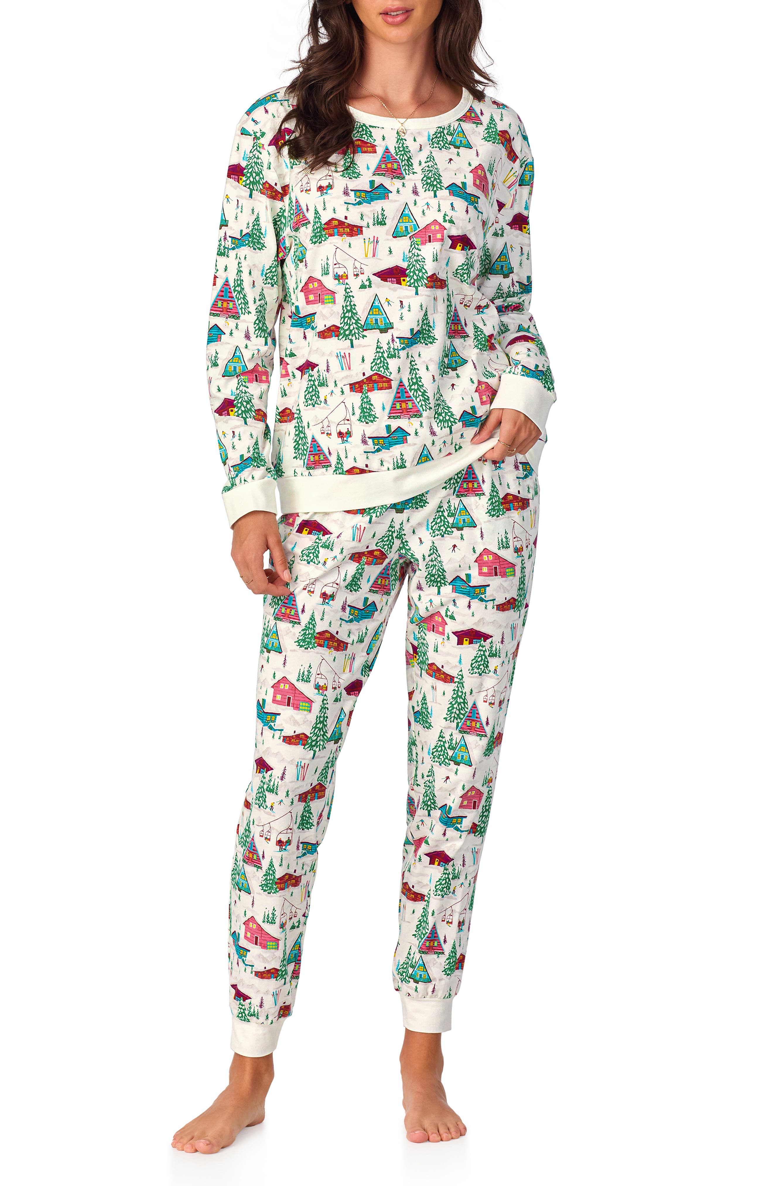 BedHead Pajamas Print Stretch Organic Cotton Jersey Pajamas in Alpine Cabins 