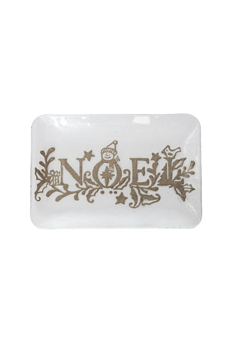 Gallerie II "Noel" Decorative 100% Glass Christmas Plate Tray 9" x 12.5", Main, color, White